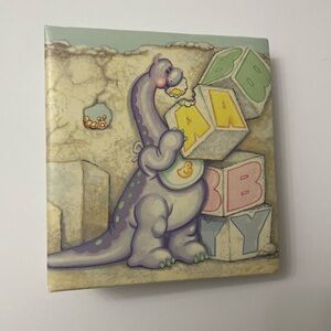Vintage Burnes Dinosaur Baby Photo Album Cute Baby Brag Book 90s Dinos Picture